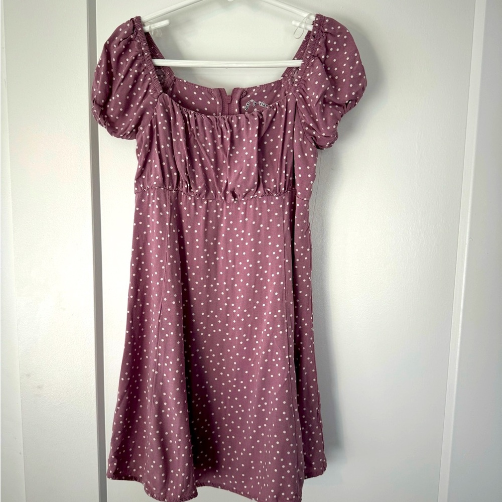Art Class short sleeve girls dress purple mauve with polka dots size 6/7